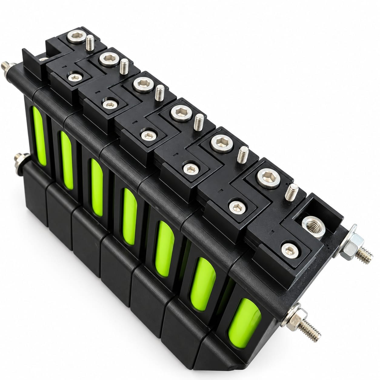 Opgebouwd accupakket met zeven celmodules